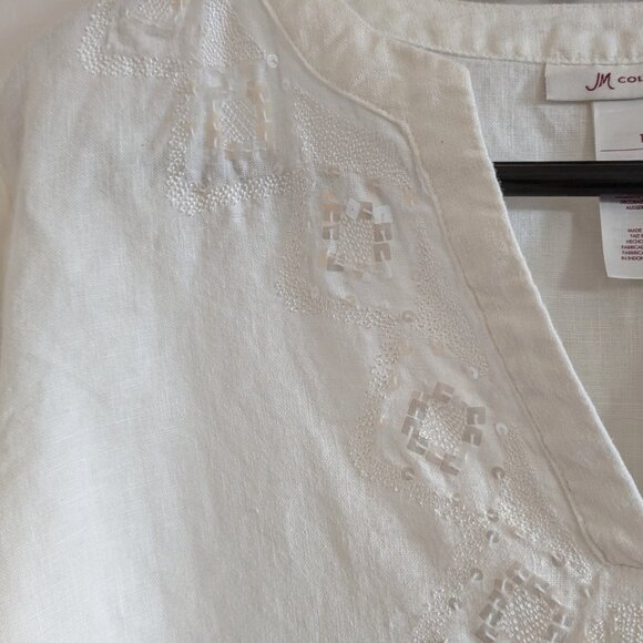 3 / 40$ JM Collection White Linen Tunic – Size 12 - Picture 3 of 6